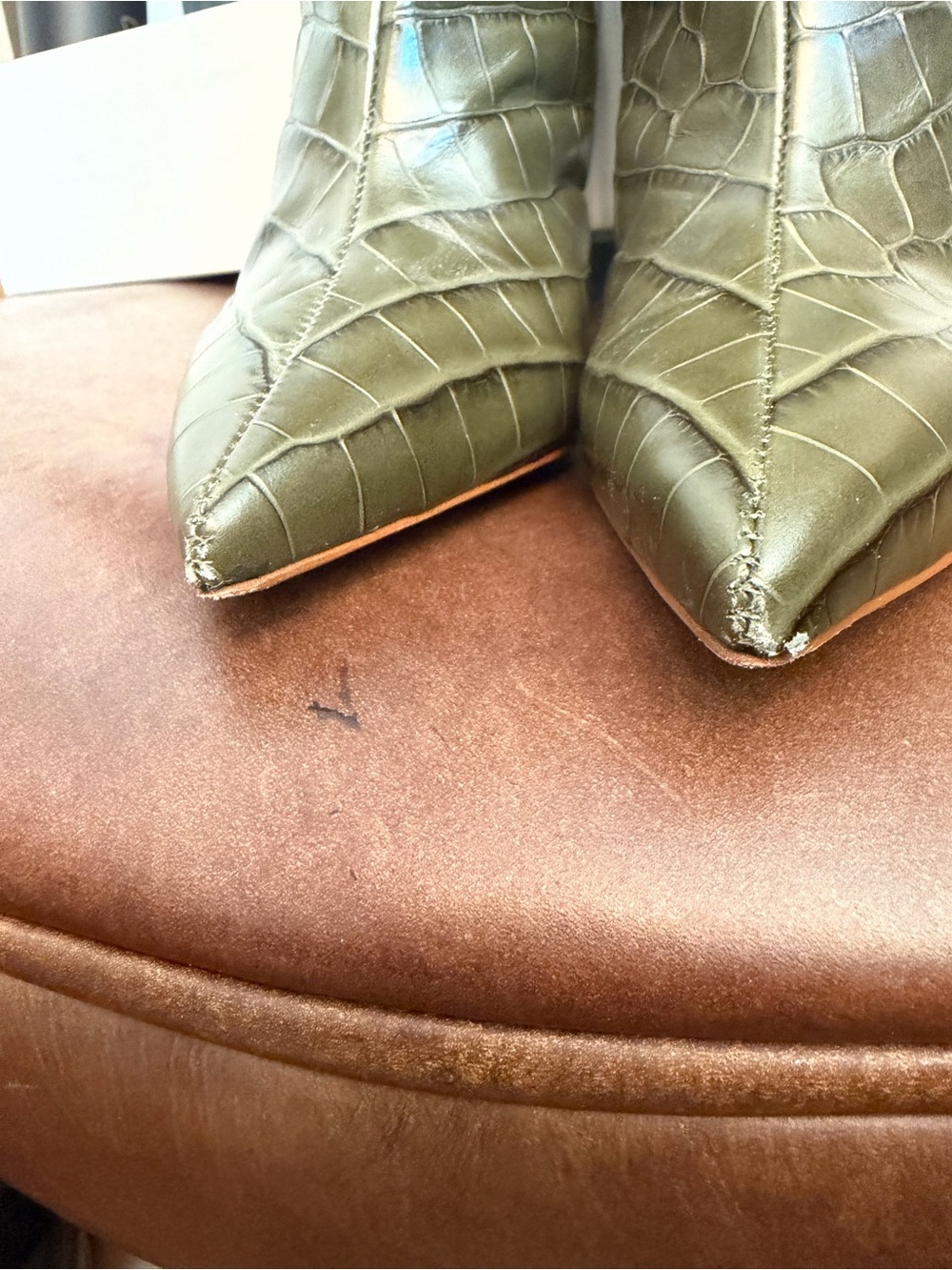 Schutz Maryana Croco Embossed Boot in Military Green - Sz 9.5 - Picture 9 of 14